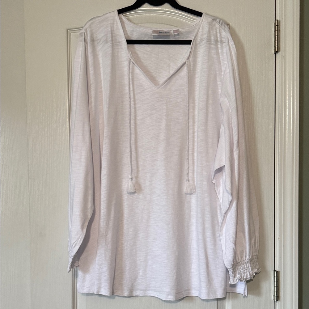 Bellle by Kim Gravel White Tunic with Tassel Accents Size 5X